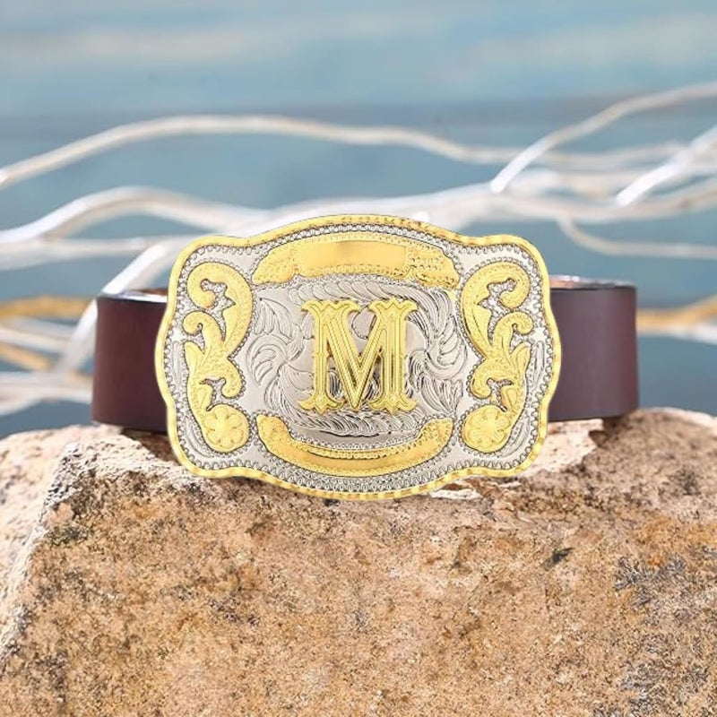 WMG Western Belt Buckle Initial Letters ABCDMRJ to Z Cowboy Belt Buckle, Rodeo Buckles for Men & Women Fits Up to 2 Inch Belts - Image 5